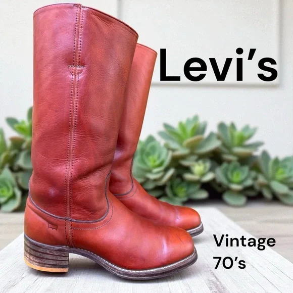 Levi’s-Rare Vintage 70’s campus leather pull-on boots. Men’s 11. Cognac. EUC - Picture 10 of 16